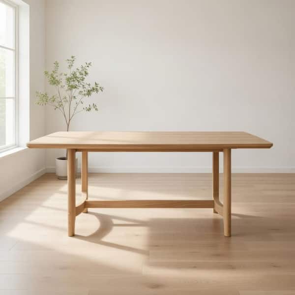 Aruk Modern and Contemporary Powder Brown Wood 30 in. Trestle Base Dining Table Seating for 8