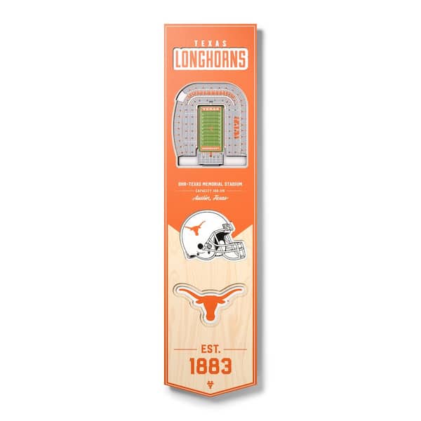 YouTheFan NCAA Texas Longhorns Wooden 8 x 32 3D Stadium Banner Decorative Sign -Darrell K Royal-Texas Memorial Stadium