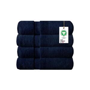 Feather Touch Quick Dry 30 in. x 58 in. Insignia Blue Solid 100% Organic Cotton 700 GSM Bath Towel (Pack of 4)