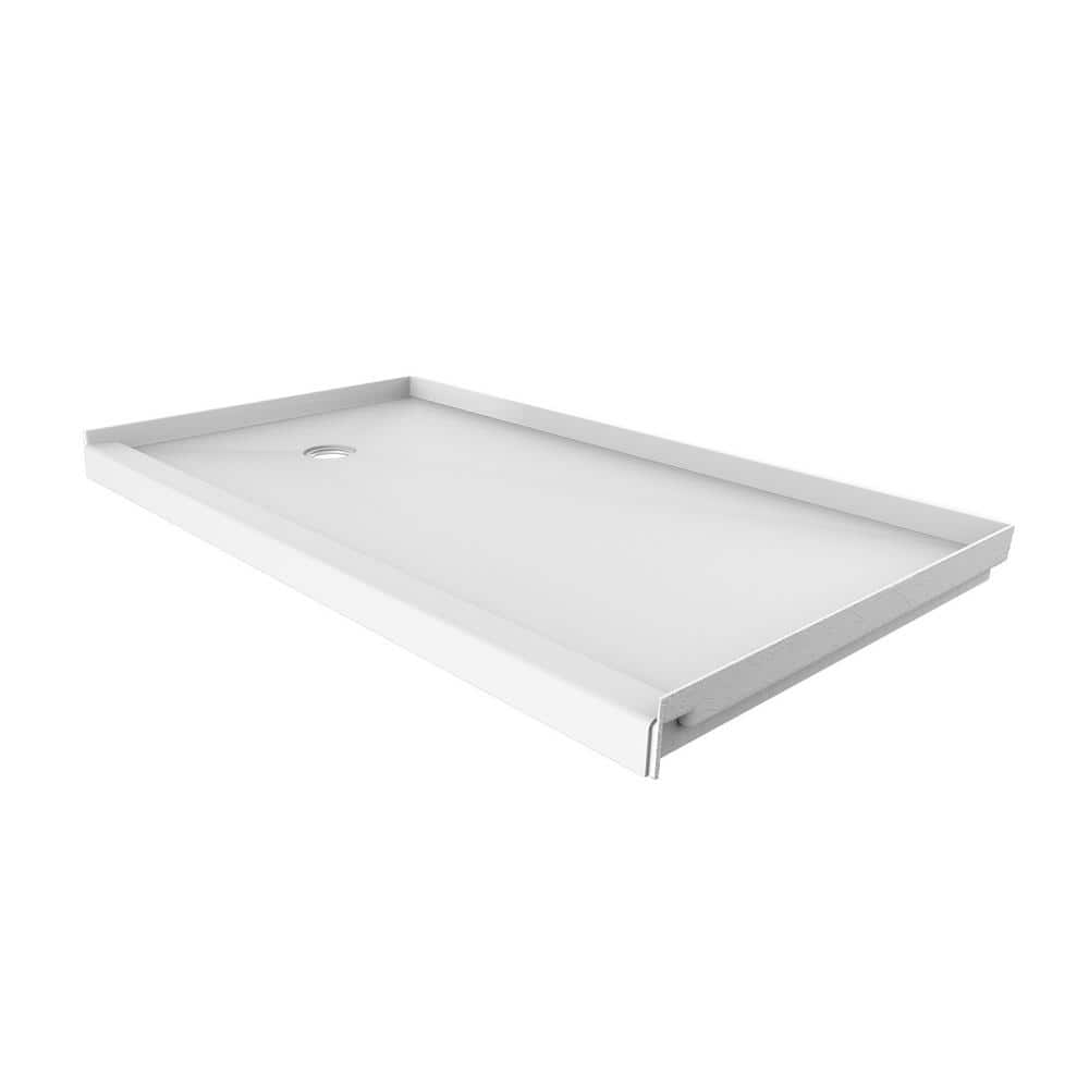 White Composite Rectangular Single Threshold Shower Base 60'' x 32''