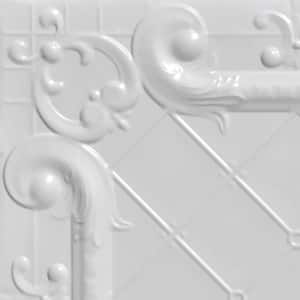 Take Home Sample - Romeo, Romeo White 1 ft. x 1 ft. Decorative Tin Style Lay-in Ceiling Tile (1 sq. ft./case)