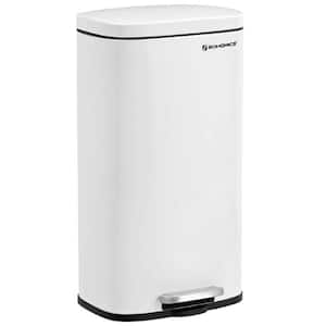 Kitchen 8 Gal. White Metal Household Trash Can Step Lid