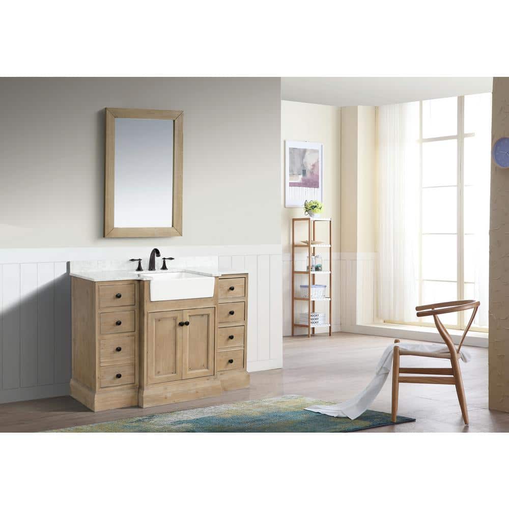 Kelly 48" Weathered Fir Solid Wood Bathroom Vanity with Marble Top