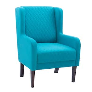 Joni Quilted Wingback Teal Polyester Fabric Accent Arm Chair