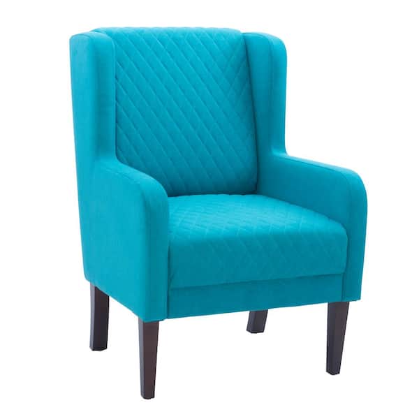Linon Home Decor Joni Quilted Wingback Teal Polyester Fabric Accent Arm Chair