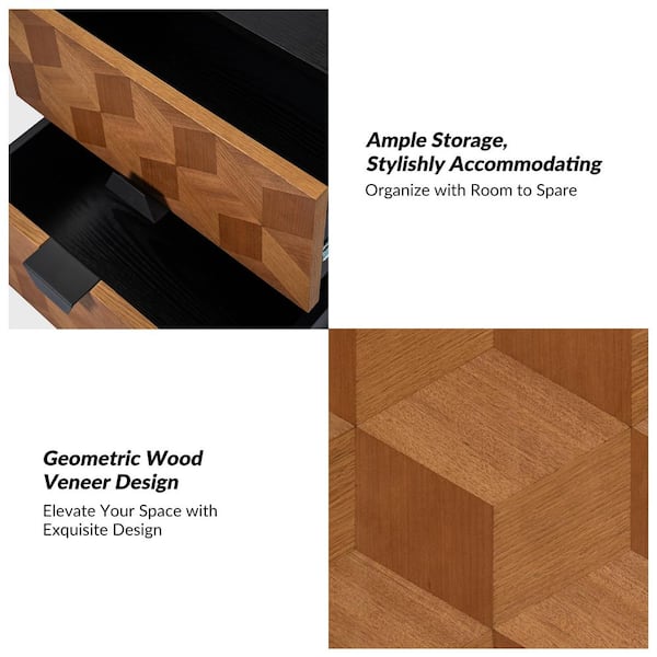 JAYDEN CREATION Pulang Modern Black 2-Drawer 25 in. Tall