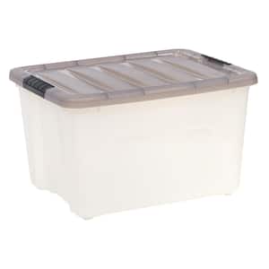 40 qt. Stack & Pull Clear Storage Box, Lid Gray