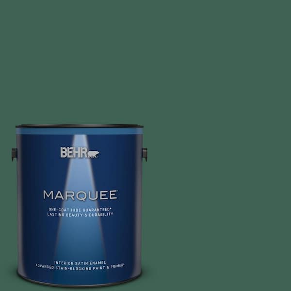 BEHR MARQUEE 1 gal. #M430-7 Green Agate One-Coat Hide Satin Enamel Interior Paint & Primer