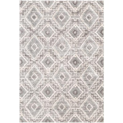 Bazaar Diamond Point Global Ivory/Gray 5 ft. x 7 ft. Area Rug