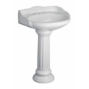 Vicki 22 in. Pedestal Combo Bathroom Round Vessel Sink in White