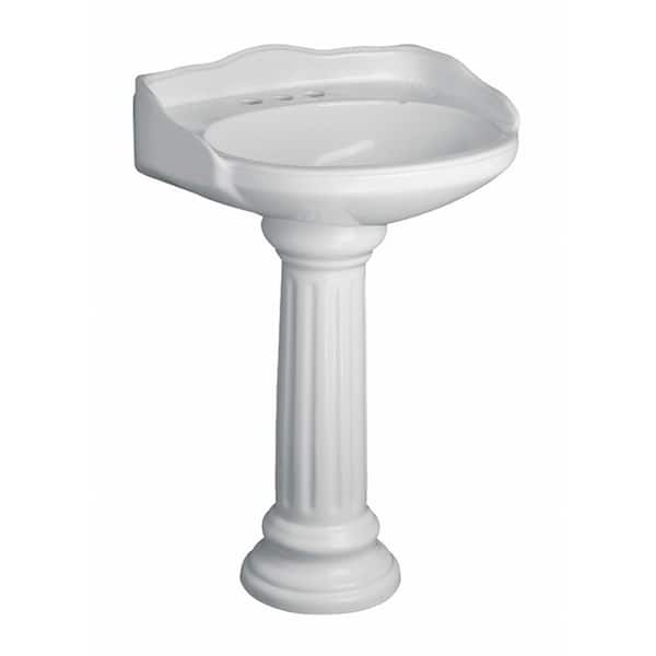 Pegasus Vicki 22 in. Pedestal Combo Bathroom Round Vessel Sink in White