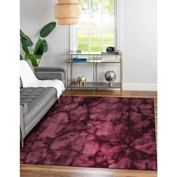 EORC Area Rug Purple 2 ft. x 10 ft. Handmade Wool Dip Dyed Area Rug