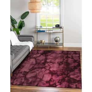 Purple 2 ft. x 12 ft. Hand Made Wool Contemporary Dip Dyed Area Rug