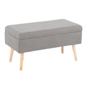 Storage Grey Fabric and Natural Wood Bench (16.75 x 31 x 15.50)