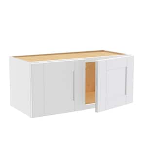 Washington Vesper White Plywood Shaker Assembled Wall Kitchen Cabinet Soft Close 27 W in. 12 D in. 12 in. H