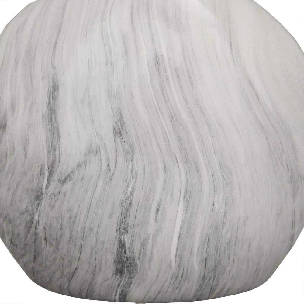 Set of Three Marble-Finish Ceramic Bottle Vases in Gray and White