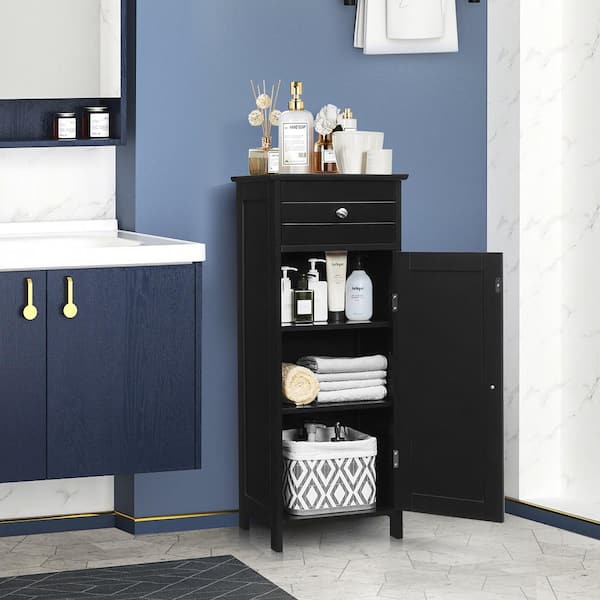 Black P2 MDF Slab Door Stock Ready to Assemble Bath Kitchen Cabinet with Drawer