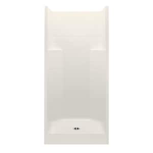 Everyday Textured Tile 36 in. x 36 in. x 72 in. 1-Piece Shower Stall with Center Drain in Bone