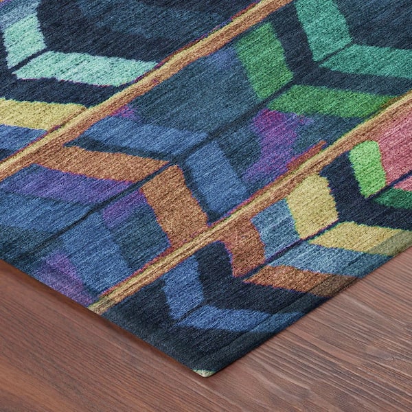 Chantille Machine Washable Indoor/Outdoor Abstract ACN2721 Navy 10 ft. x 14 ft. Area Rug