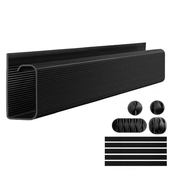 Cable Management Under Desk 31.5in J Channel Self-Adhesive Cord Organizer Wire Management Raceway Black 2 Pack