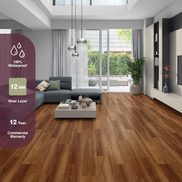 Chamblee Tuck Walnut 12 mm T x 8.03 in. W Waterproof Laminate Wood Flooring (15.9 sqft/case)