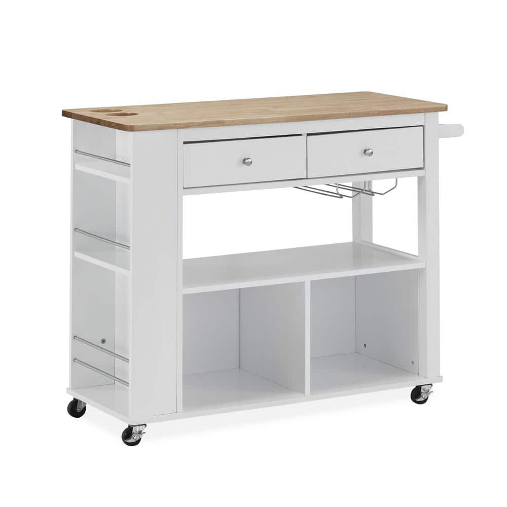 White Wood 42 45 In Kitchen Island With Drawers LN20232735 The Home   White Kitchen Islands Ln20232735 64 1000 