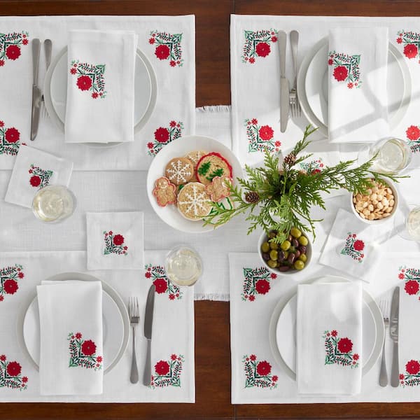 Company Cotton Embroidered Novelty 20 in. W x 14 in. H Red Cotton Placemat Set of 4