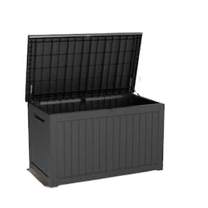 230 Gal. Large Outdoor Waterproof Resin Patio Storage Deck Box with Hydraulic Rod, Lockable