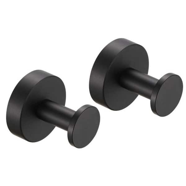 Tidoin 2.13 in. L Matte Black Wall Mounted Storage Towel Hook (2-Pack)