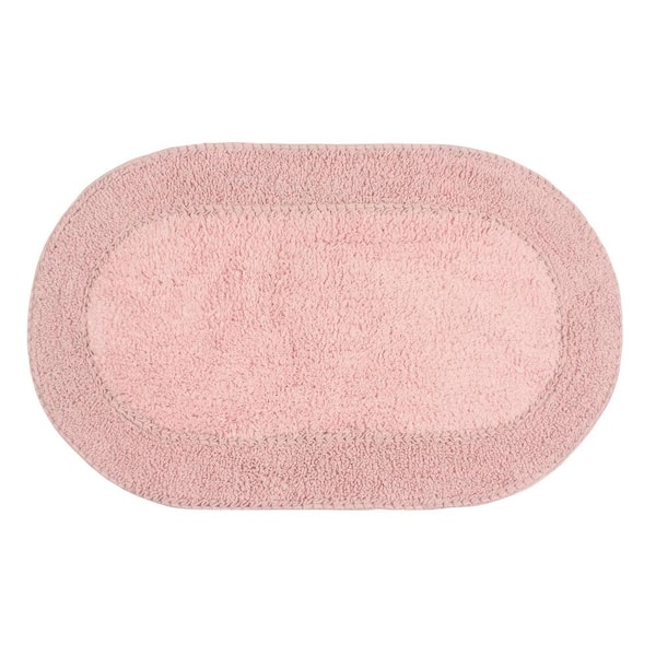 Double Ruffle Collection 100% Cotton Bath Rugs Set, 24x40 Rectangle, Pink