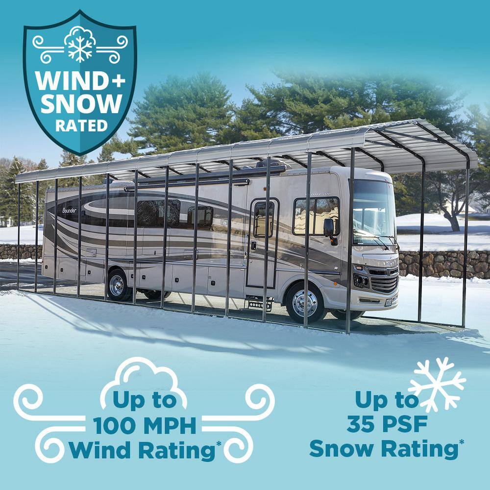 Charcoal Galvanized Steel Peak Roof Carport Kit, 14' x 24'