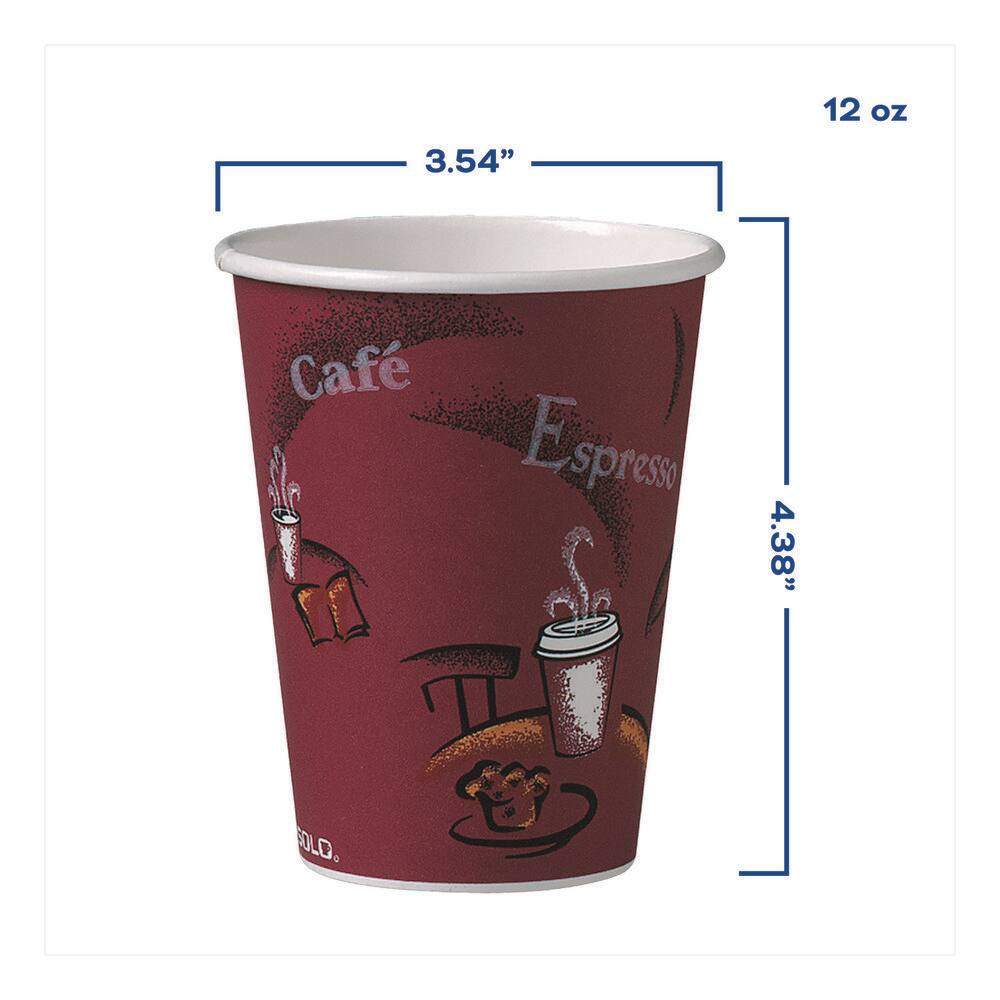 Maroon Bistro Design 12 oz Disposable Hot Drink Cups
