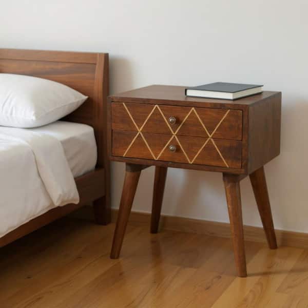 Chestnut 2-Drawer 17.70 in. Nightstand