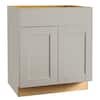 Hampton Bay Shaker 30 in. W x 24 in. D x 34.5 in. H Assembled Sink Base Kitchen Cabinet in Dove Gray