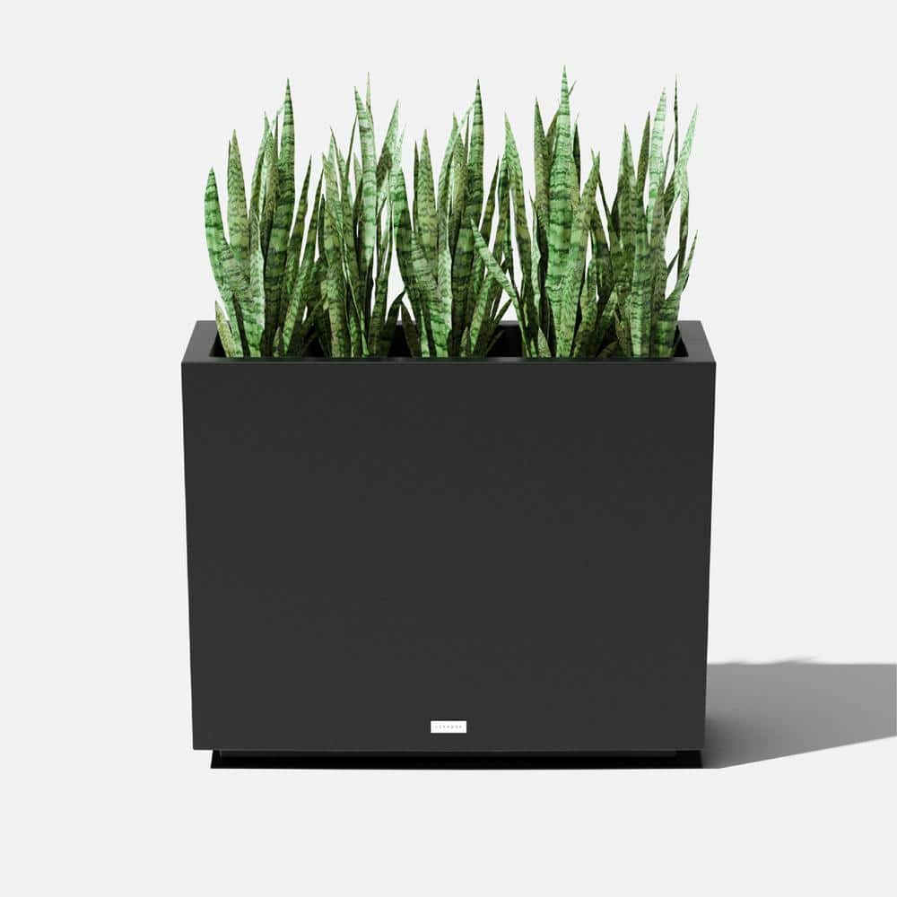 Black Rectangular Recycled Plastic Outdoor Planter
