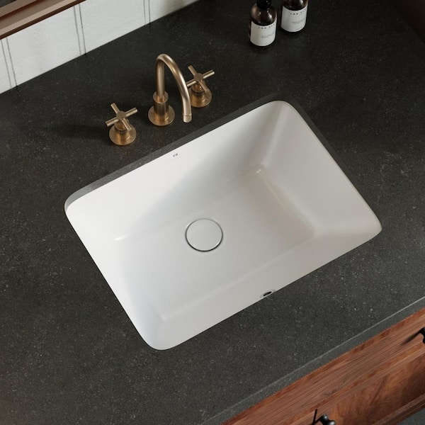 Los Flexi 20 in. Undermount Rectangular Bathroom Sink, Under Counter Lavatory Sink, With Overflow Hole In White Vitreous China
