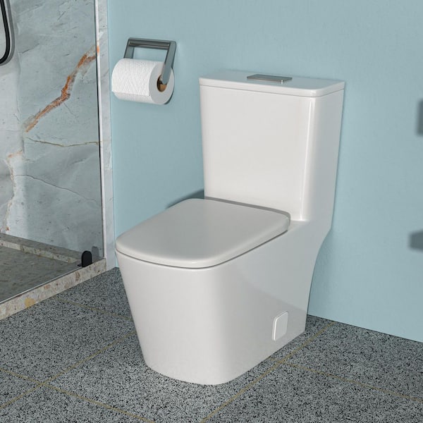 1-piece 1.1/1.6 GPF Dual Flush Elongated Toilet in White Seat Included