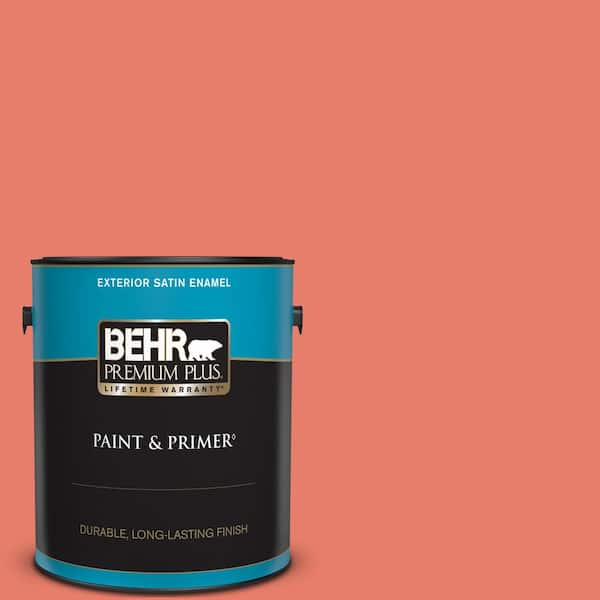 BEHR PREMIUM PLUS 1 gal. Home Decorators Collection #HDC-SM14-12 Cosmic Coral Satin Enamel Exterior Paint & Primer