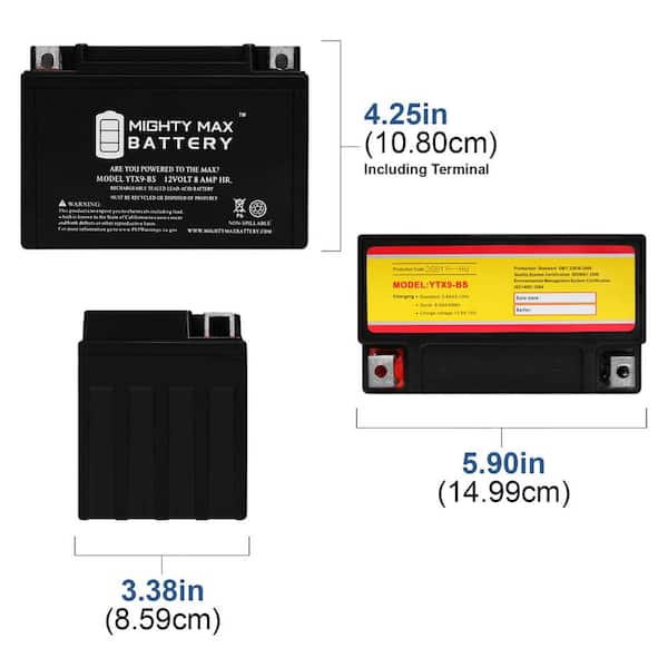 Mighty Max Battery Ytx9-bs SLA Battery Replacement for Ctx9-bs, Wp9-bs, Ftx9-bs