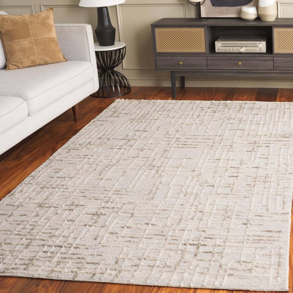 Gray Abstract Handmade Tufted Wool Area Rug, 3' x 5'