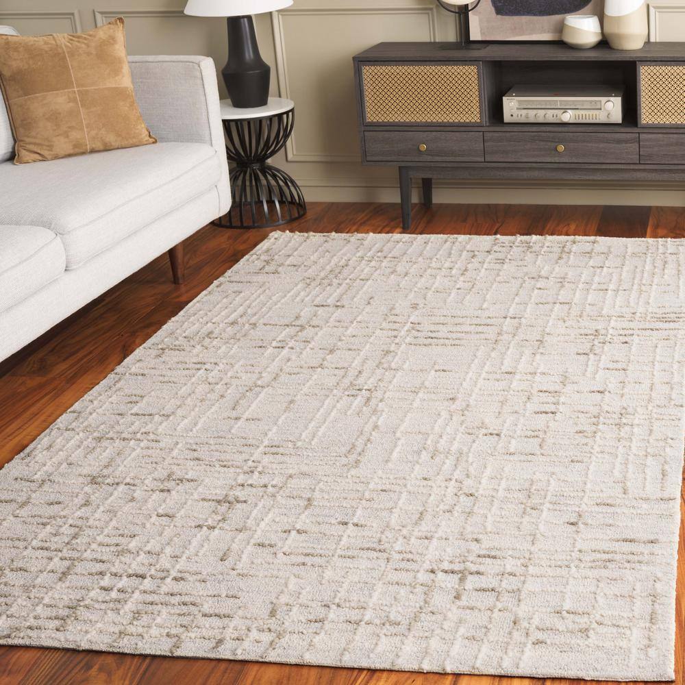 Gray Abstract Handmade Wool Tufted 4' x 6' Rug