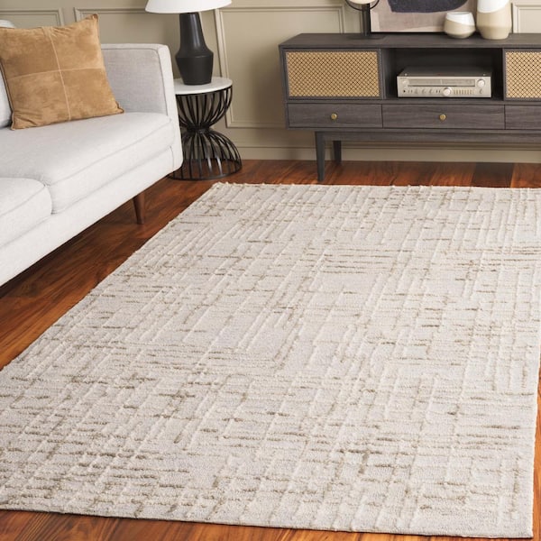 Abstract Gray/Sage 5 ft. x 8 ft. Abstract Linear Area Rug