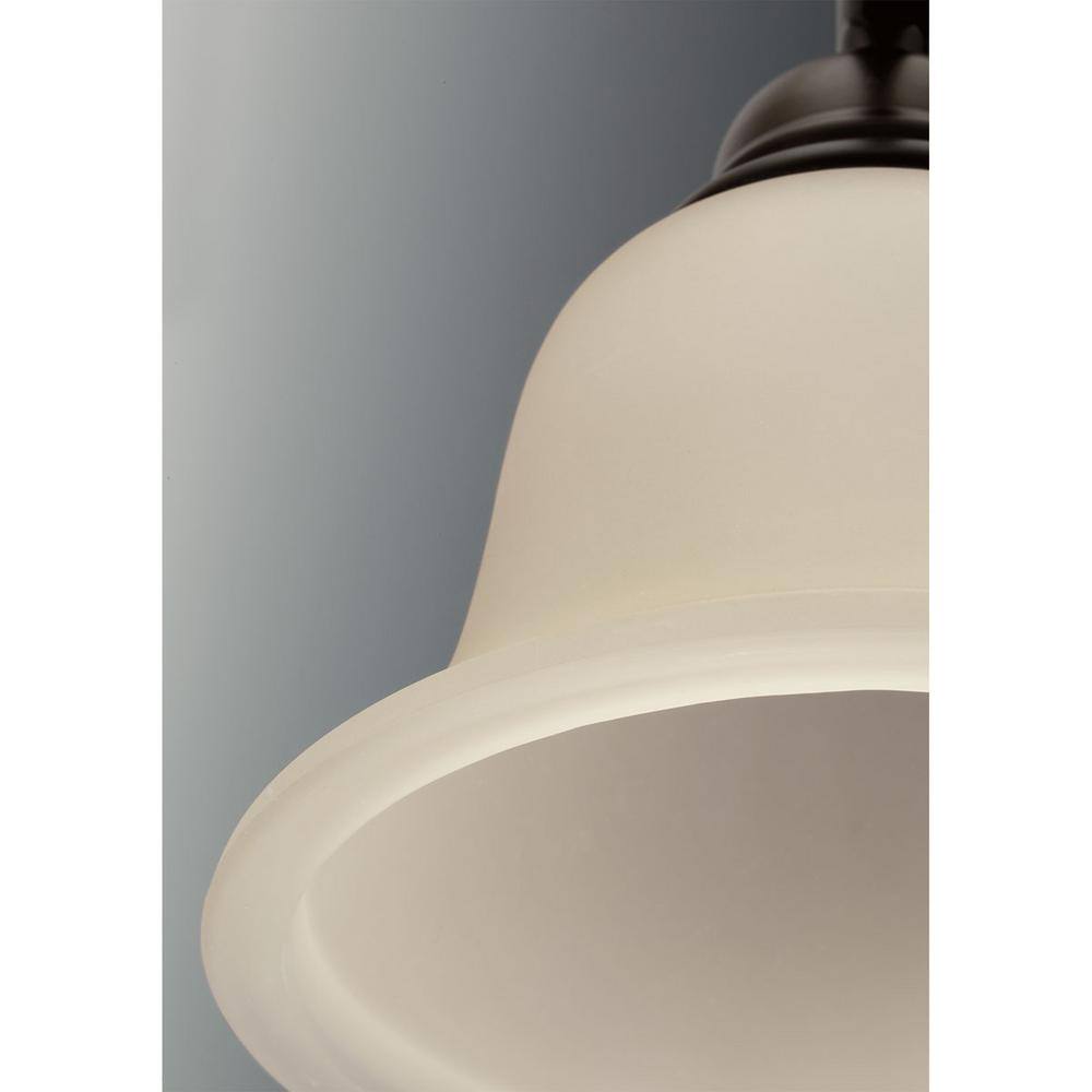 Pebbles Finish Three-Light Inverted Pendant with Glass Shade