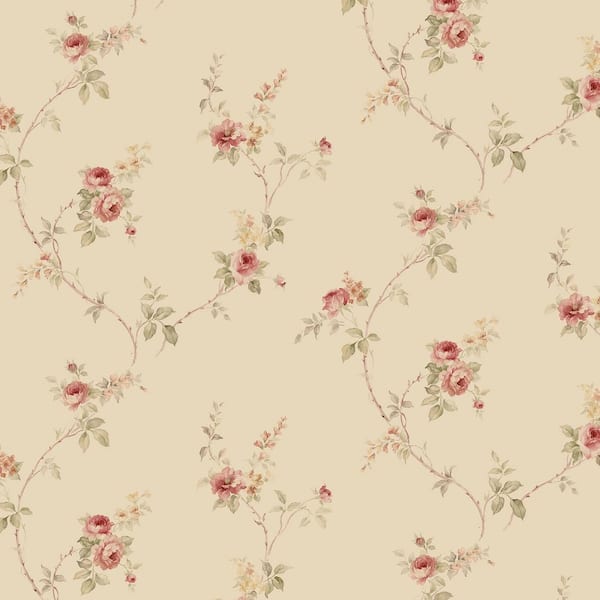 White Wedding Trail Wallpaper in Tan, Red and Yellow