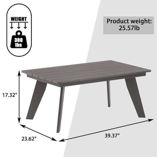 Rectangular HIPS Plastic Outdoor Coffee Table Patio Side Table All-Weather Accent Dining Table