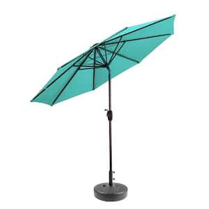 Harris 9 ft. Market Patio Umbrella in Turquoise with Black Round Hard Plastic Base