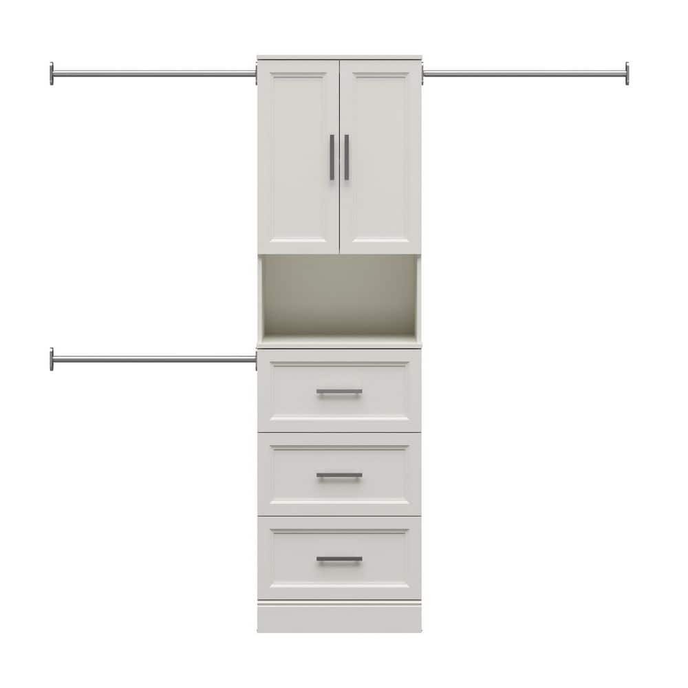 Reynolds 25 in. W x 83.25 in. H White Laminate Board Traditional Closet System Tower w/ 2-Doors and 3-Drawers