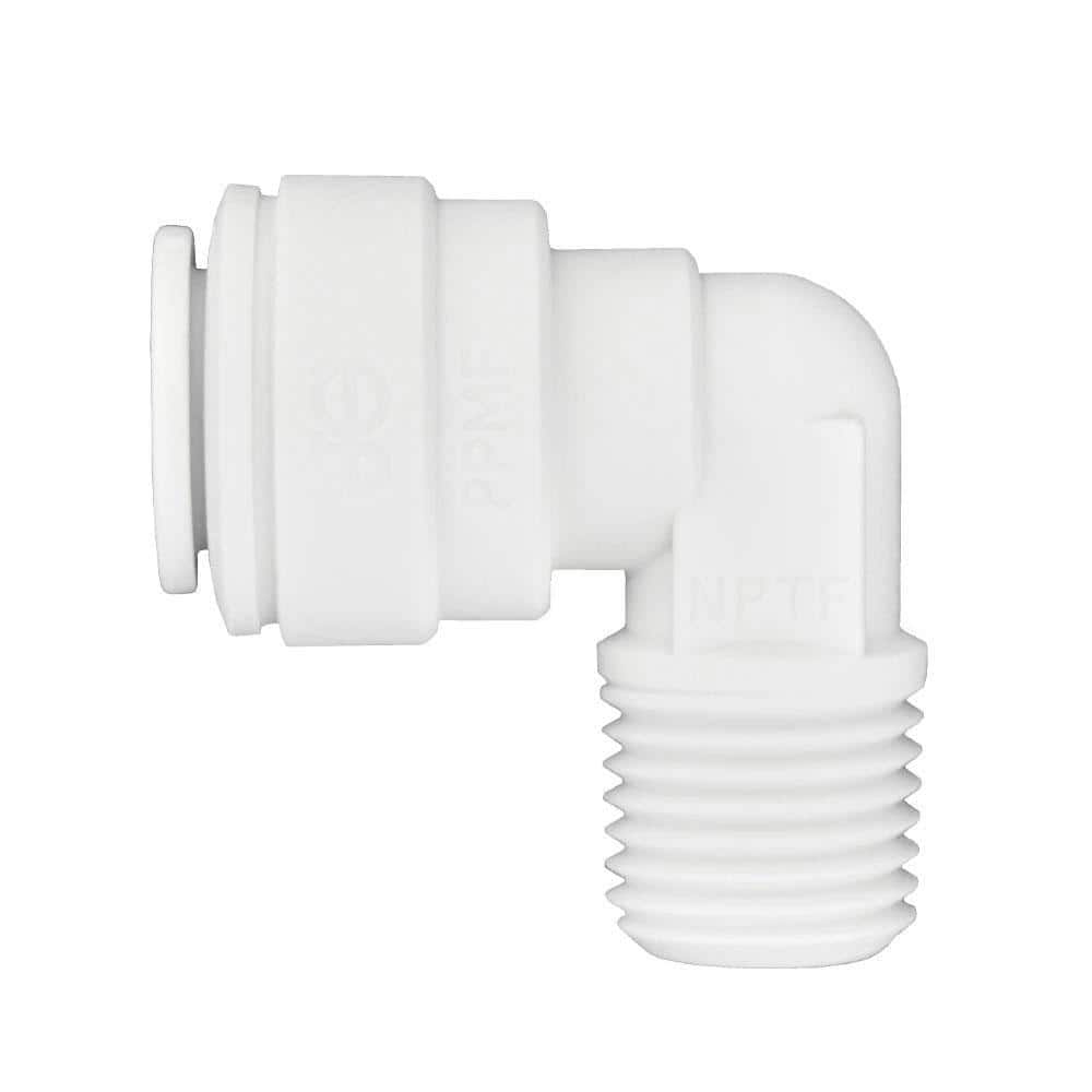 in. NPTF Fixed x The Fitting (10-Pack) GUEST OD 1/4 JOHN Elbow PP481222W Push-to-Connect 3/8 Male Home in. Depot -