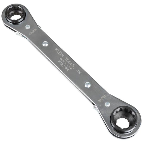 Klein Tools 3/16 in. and 1/4 in. Square x 1/2 in. and 9/16 in. Hex  Ratcheting Refrigeration Wrench 68309 - The Home Depot