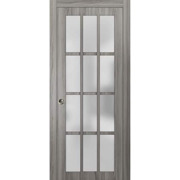 Sartodoors 3312 24 in. x 80 in. 1 Panel Gray Finished Wood Sliding Door with Pocket Hardware